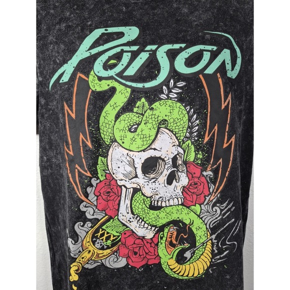 Poison Snake Logo Graphic T-Shirt Mens Medium Gray Metal Rock Band Tee 2024 - Picture 2 of 6
